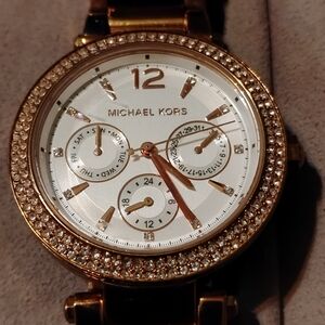 Michael Kors Gold Women's Watch with Crystal Bezel